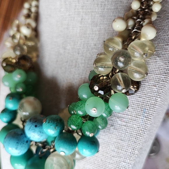 Lia Sophia Laguna Regatta Beaded Bauble Beaded Necklace Faux Jade Turquoise - Picture 3 of 11